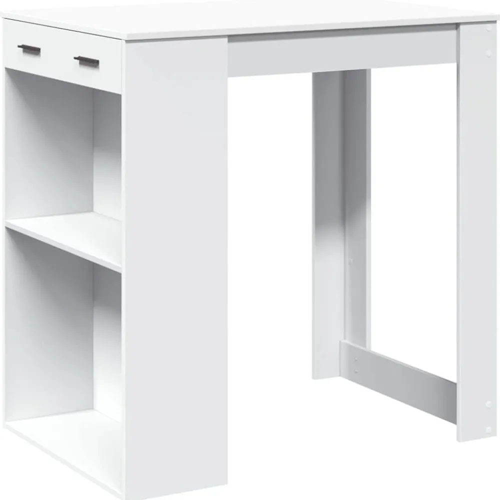 vidaXL Mesa alta de bar madera ingeniería blanca 102x70x103,5 cm Blanco Clearance