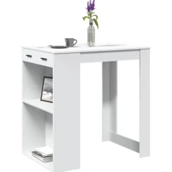 vidaXL Mesa alta de bar madera ingeniería blanca 102x70x103,5 cm Blanco Clearance