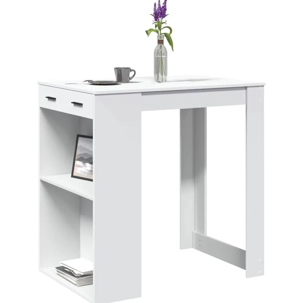 vidaXL Mesa alta de bar madera ingeniería blanca 102x70x103,5 cm Blanco Clearance