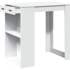 vidaXL Mesa alta de bar madera ingeniería blanca 102x70x103,5 cm Blanco Clearance