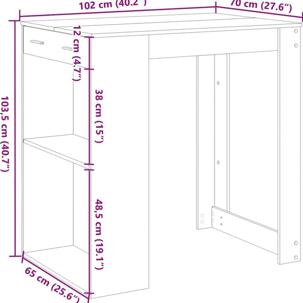 vidaXL Mesa alta de bar madera ingeniería blanca 102x70x103,5 cm Blanco Clearance