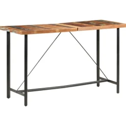 vidaXL Mesa alta de cocina de madera maciza reciclada 180x70x107 cm Marr&oacute;n