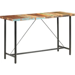 vidaXL Mesa alta de cocina de madera maciza reciclada 180x70x107 cm Marr&oacute;n