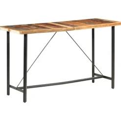 vidaXL Mesa alta de cocina de madera maciza reciclada 180x70x107 cm Marr&oacute;n
