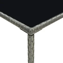vidaXL Mesa alta de jardín ratán sintético y vidrio 70x70x110 cm Gris Hot