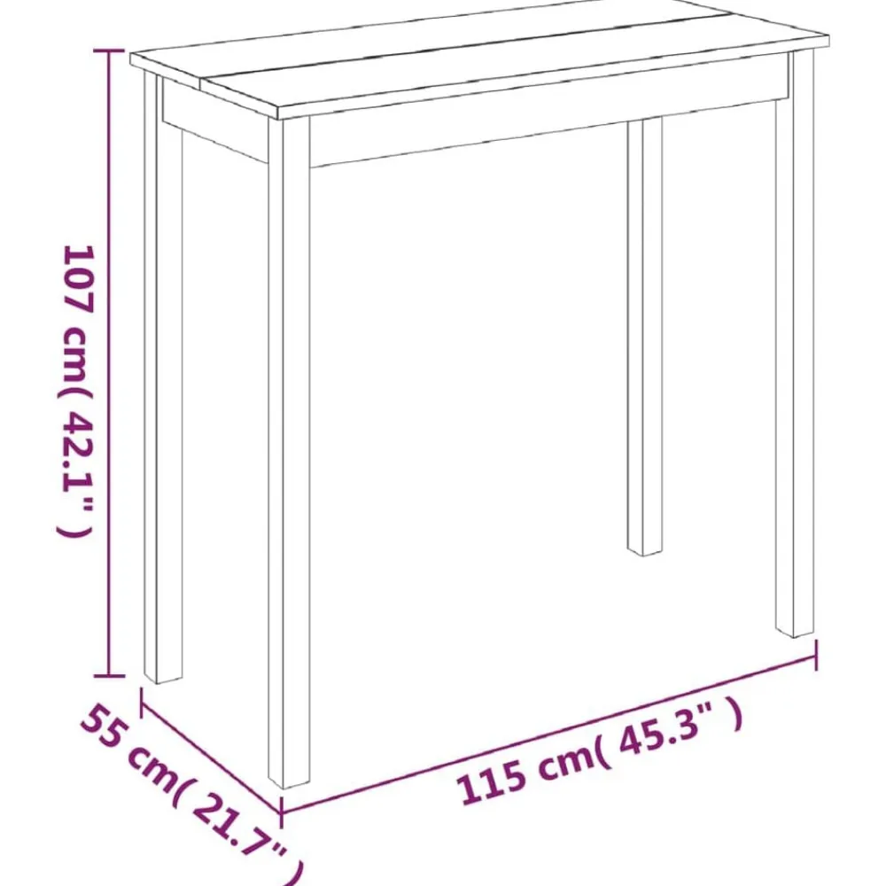 vidaXL Mesas-Mesa alta negra de MDF 115x55x107 cm