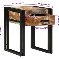 vidaXL Mesa Auxiliar 40 x 40 x 50 cm Madera sólida recuperada Hot