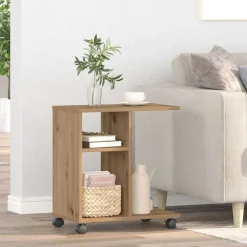 vidaXL Mesa Auxiliar con estante 50 x 30 x 55 cm Roble artisan Sale