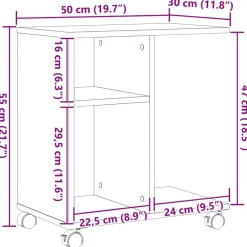 vidaXL Mesa Auxiliar con estante 50 x 30 x 55 cm Roble artisan Sale