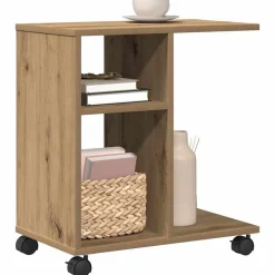 vidaXL Mesa Auxiliar con estante 50 x 30 x 55 cm Roble artisan Sale