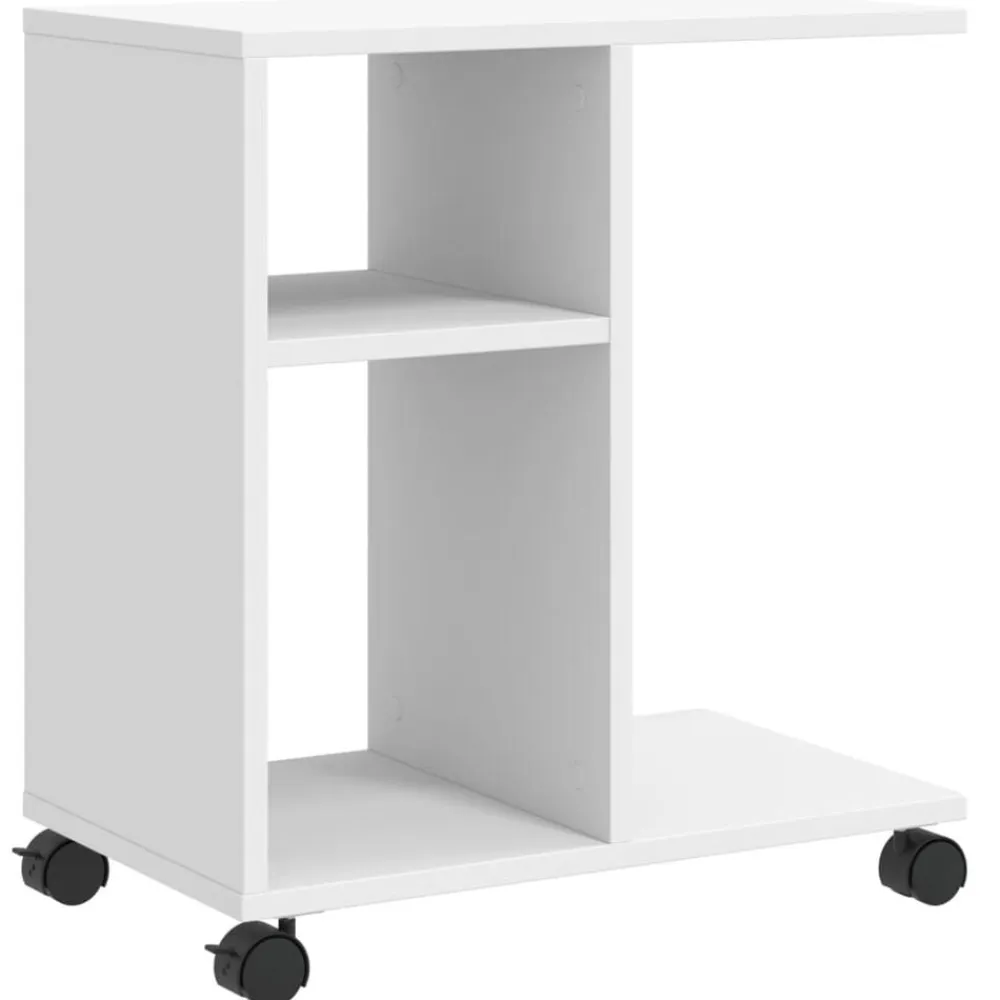 vidaXL Mesa auxiliar con ruedas madera ingeniería 50x30x55 cm Blanco New