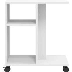 vidaXL Mesa auxiliar con ruedas madera ingeniería 50x30x55 cm Blanco New