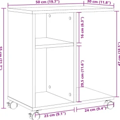 vidaXL Mesa auxiliar con ruedas madera ingeniería 50x30x55 cm Blanco New