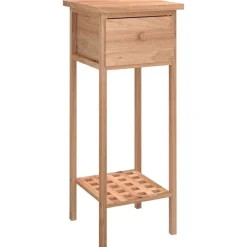 vidaXL Mesa auxiliar con cajón madera maciza nogal 25x25x60 cm Hot