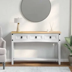 vidaXL Mesas-Mesa Auxiliar Corona 114 x 34,5 x 73 cm Madera de pino macizo