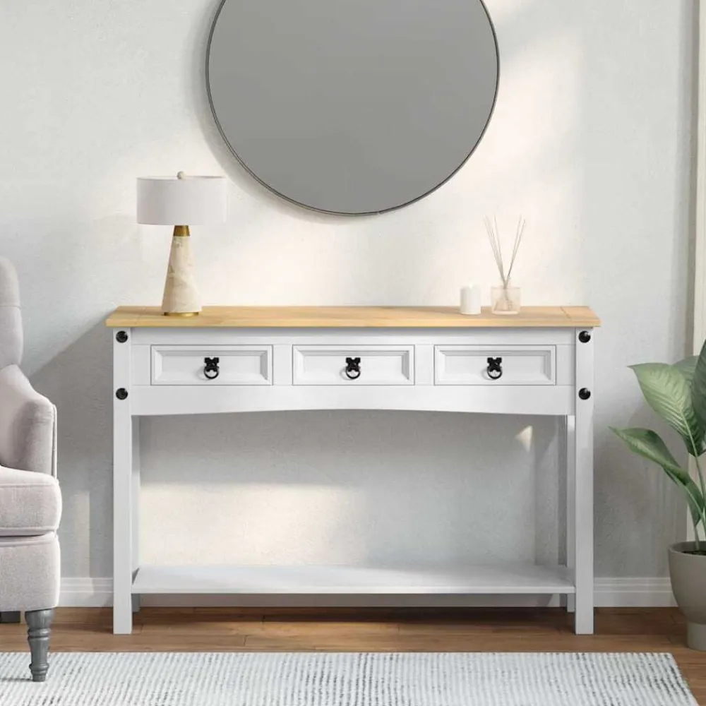 vidaXL Mesas-Mesa Auxiliar Corona 114 x 34,5 x 73 cm Madera de pino macizo
