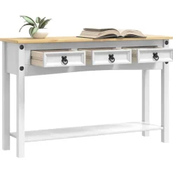 vidaXL Mesas-Mesa Auxiliar Corona 114 x 34,5 x 73 cm Madera de pino macizo