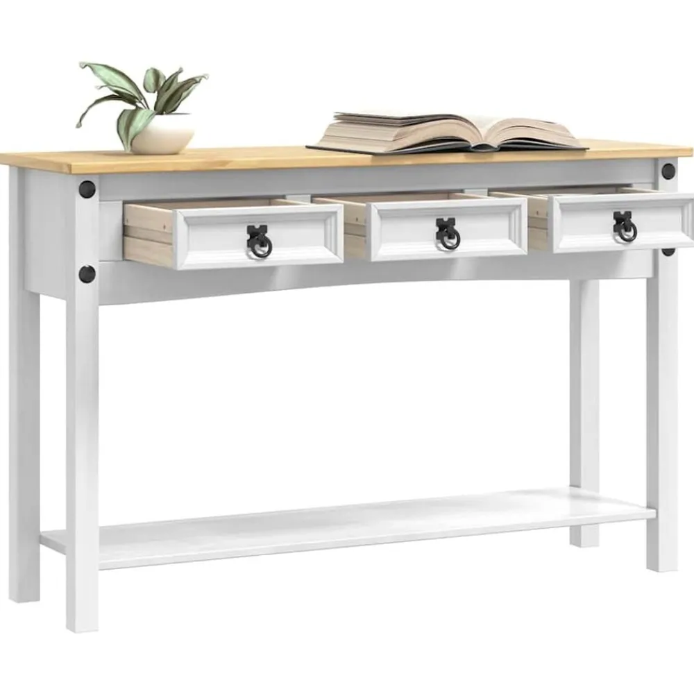 vidaXL Mesas-Mesa Auxiliar Corona 114 x 34,5 x 73 cm Madera de pino macizo