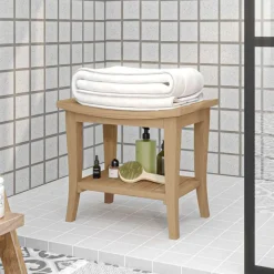 vidaXL Mesa auxiliar de baño madera maciza de teca 50x35x45 cm Outlet