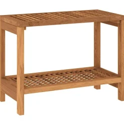 vidaXL Accesorios Para El Baño-Mesa auxiliar de baño madera maciza de teca 60x30x45 cm