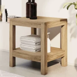 vidaXL Mesa auxiliar de baño madera maciza de teca 45x35x45 cm New