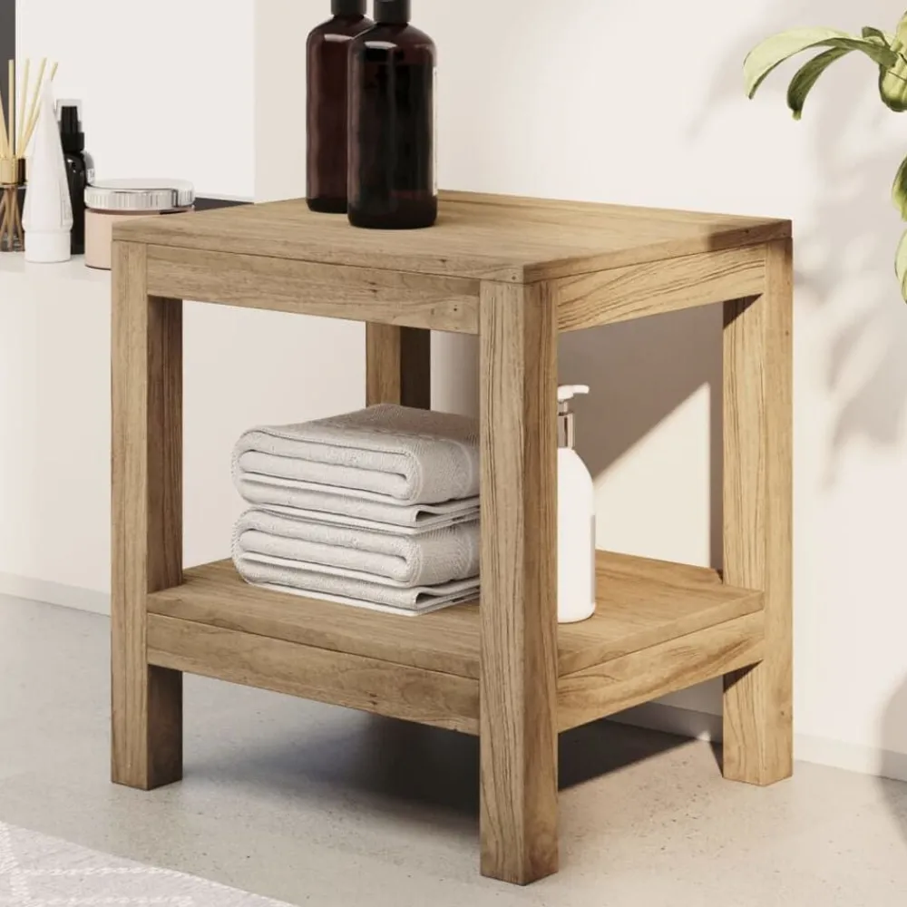 vidaXL Mesa auxiliar de baño madera maciza de teca 45x35x45 cm New