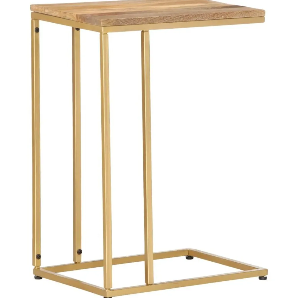 vidaXL Mesas-Mesa auxiliar de madera maciza de mango 35x45x65 cm