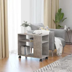 vidaXL Mesas-Mesa auxiliar de madera contrachapada gris hormigón 70x35x55 cm