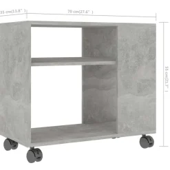 vidaXL Mesas-Mesa auxiliar de madera contrachapada gris hormigón 70x35x55 cm