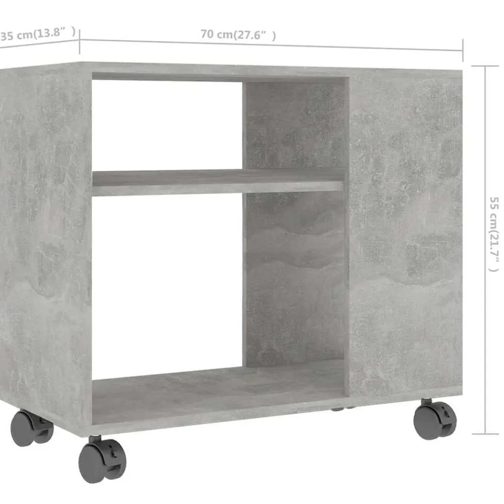 vidaXL Mesas-Mesa auxiliar de madera contrachapada gris hormigón 70x35x55 cm
