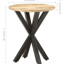 vidaXL Mesa auxiliar de madera maciza de mango 48x48x56 cm New