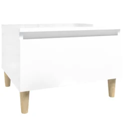 vidaXL Mesa auxiliar de madera contrachapada blanco brillo 50x46x35 cm Blanco brillante Sale