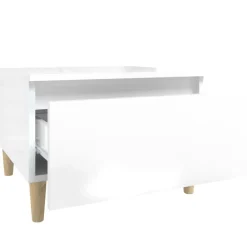 vidaXL Mesa auxiliar de madera contrachapada blanco brillo 50x46x35 cm Blanco brillante Sale