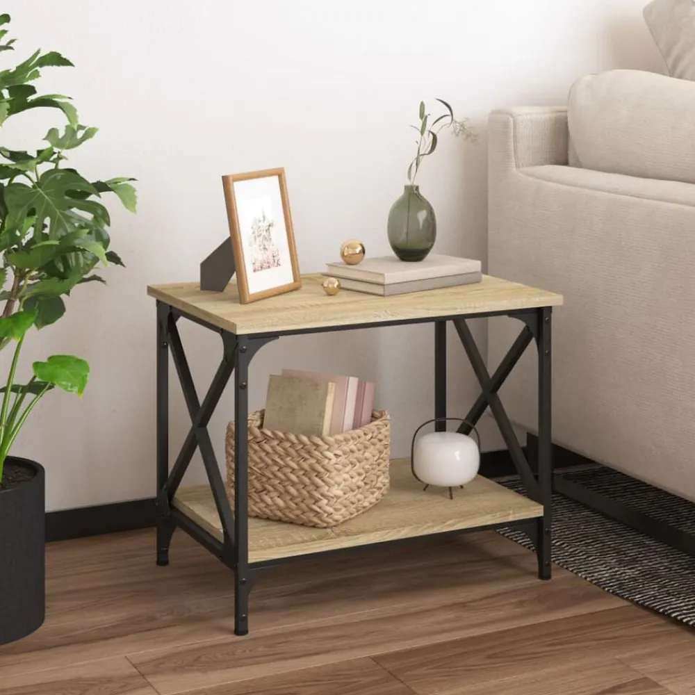 vidaXL Mesa auxiliar madera contrachapada 55x38x45 cm Roble Sonoma Clearance