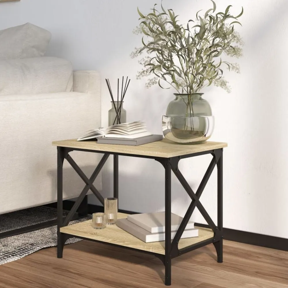 vidaXL Mesa auxiliar madera contrachapada 55x38x45 cm Roble Sonoma Clearance