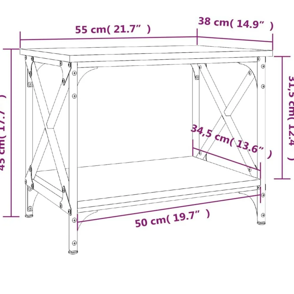 vidaXL Mesa auxiliar madera contrachapada 55x38x45 cm Roble Sonoma Clearance