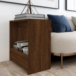 vidaXL Mesas-Mesa auxiliar madera contrachapada roble marrón 50x26x50 cm
