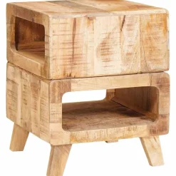 vidaXL Mesas-Mesa Auxiliar Marrón 40 x 40 x 49 cm Madera de mango maciza
