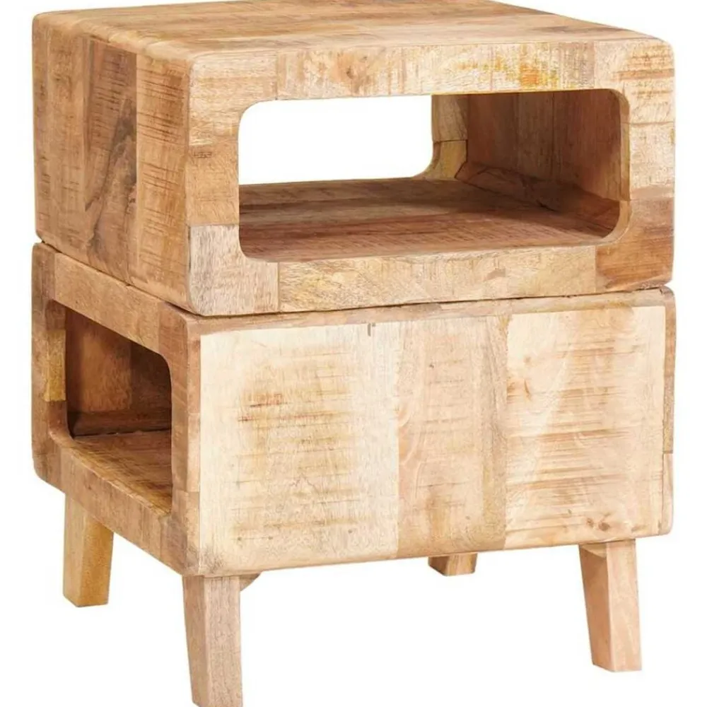 vidaXL Mesas-Mesa Auxiliar Marrón 40 x 40 x 49 cm Madera de mango maciza