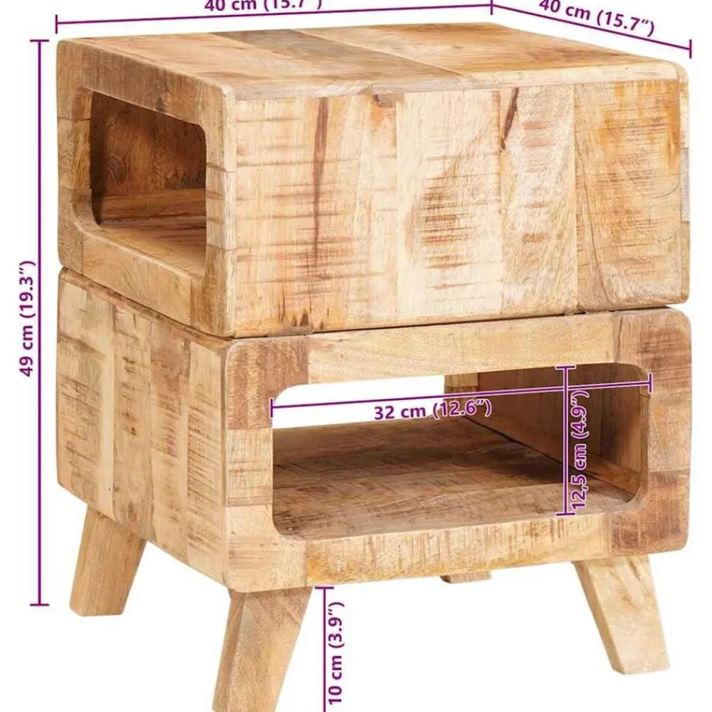 vidaXL Mesas-Mesa Auxiliar Marrón 40 x 40 x 49 cm Madera de mango maciza