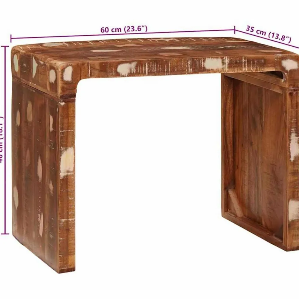 vidaXL Mesas-Mesa Auxiliar Marrón 60 x 35 x 46 cm Madera sólida recuperada