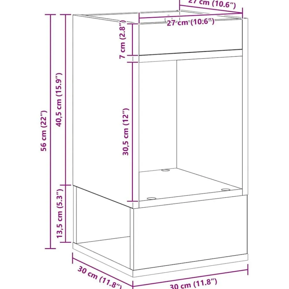 vidaXL Mesas-Mesa Auxiliar 30 x 30 x 56 cm