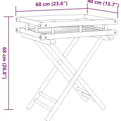 vidaXL Mesas-Mesa bandeja plegable bambú 60x40x68 cm