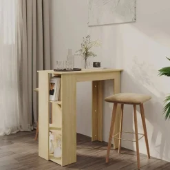 vidaXL Mesas-Mesa bar con estante contrachapada 102x50x103,5 cm