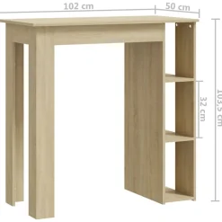 vidaXL Mesas-Mesa bar con estante contrachapada 102x50x103,5 cm