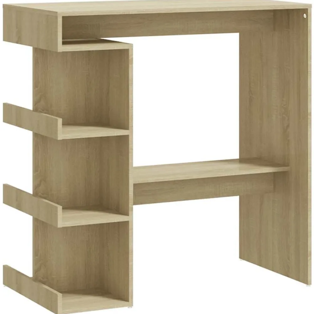 vidaXL Mesas-Mesa bar estante almacenaje contrachapada roble 100x50x101,5 cm