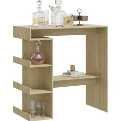 vidaXL Mesas-Mesa bar estante almacenaje contrachapada roble 100x50x101,5 cm