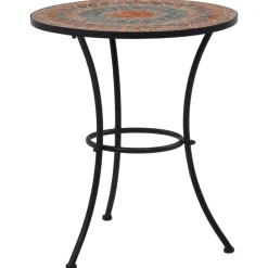 vidaXL Muebles De Jardín-Mesa bistró de mosaico cerámica naranja/gris 60 cm