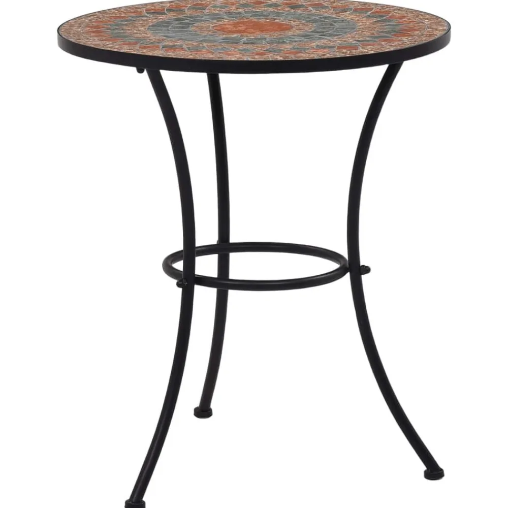 vidaXL Muebles De Jardín-Mesa bistró de mosaico cerámica naranja/gris 60 cm
