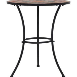 vidaXL Muebles De Jardín-Mesa bistró de mosaico cerámica naranja/gris 60 cm